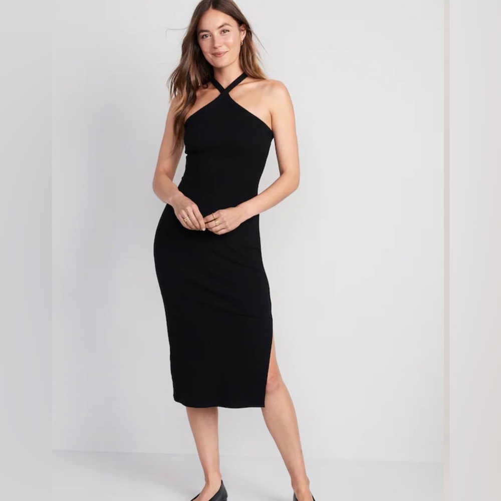 Old Navy Black One-Shoulder Midi Dress